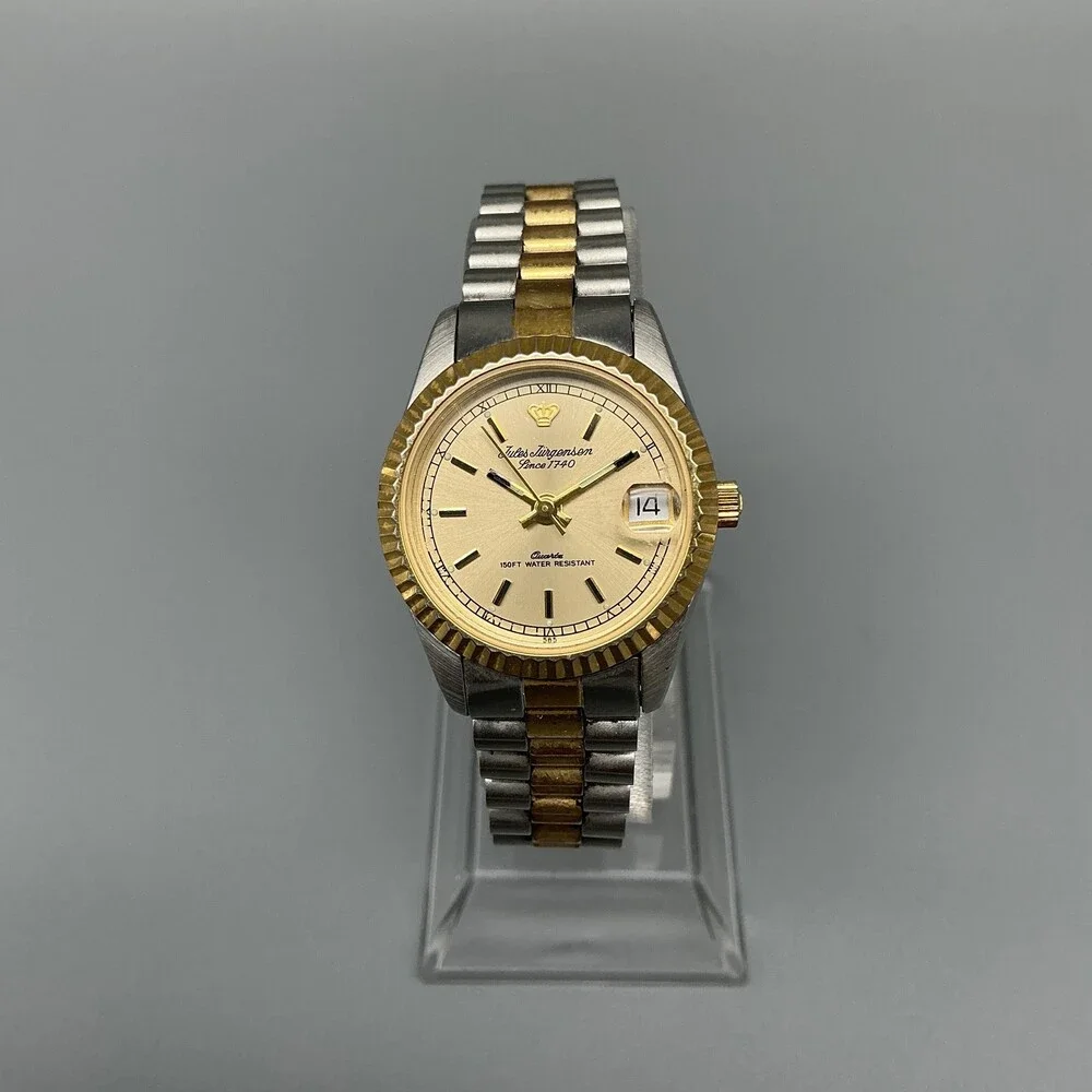 Jules Jurgensen Womens Watch 25mm Champagne Dial Date Two Tone New Battery 6